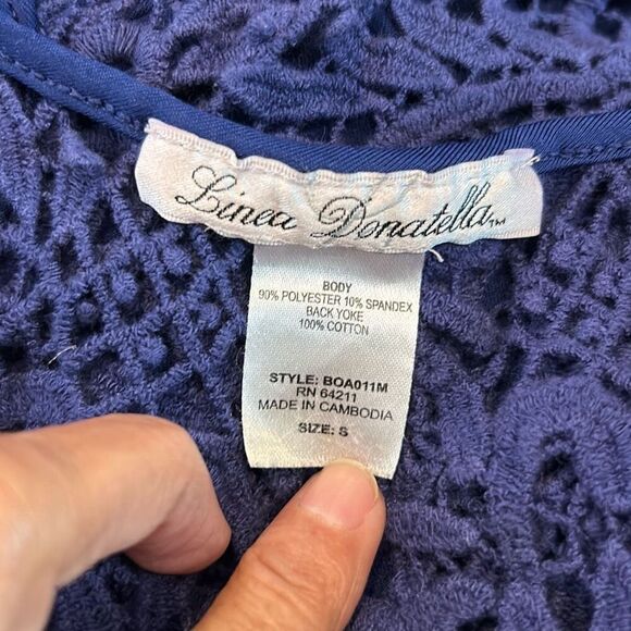 #314 Linea Donatella, navy blue fancy tank/dress size small - Picture 8 of 8